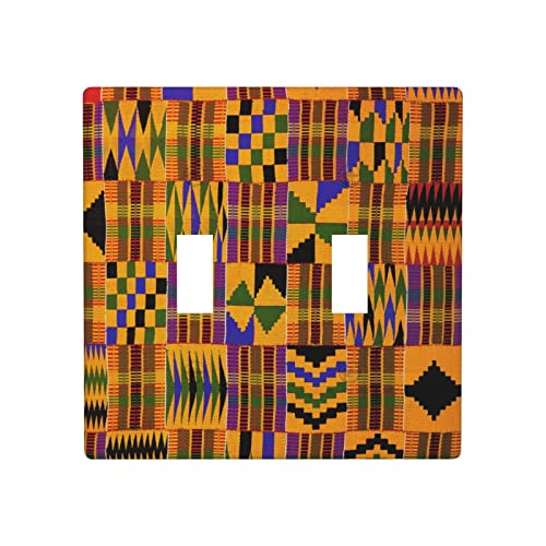 African Weaving Classic - Placa de pared para interruptor doble, placa de interruptor, cubierta de salida decorativa, tamaño estándar 4.72 x 4.72 pulgadas