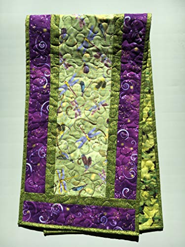 Tahoe Quiltsdragonfly Table Runner Green Purple Swirls 13x48 Inch Quilted Dining Table Runner Coffee End Table Nightstand Reversible Washable Whimsical Garden Nature Inspired Dresser Scarf Dailymail
