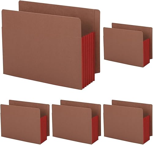 Miniatura 5 de Smead Bolsillo con pestaña final, pestaña de corte recto reforzado, expansión de 5-1/4", tamaño carta extra ancha, cuerda roja con fuelle rojo, 10