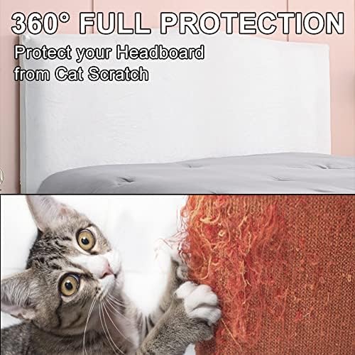 WOMACO Velvet Bed Headboard Slipcover Protector Stretch Solid Color Dustproof Cover for Bedroom Decor (White, 71" - 90")