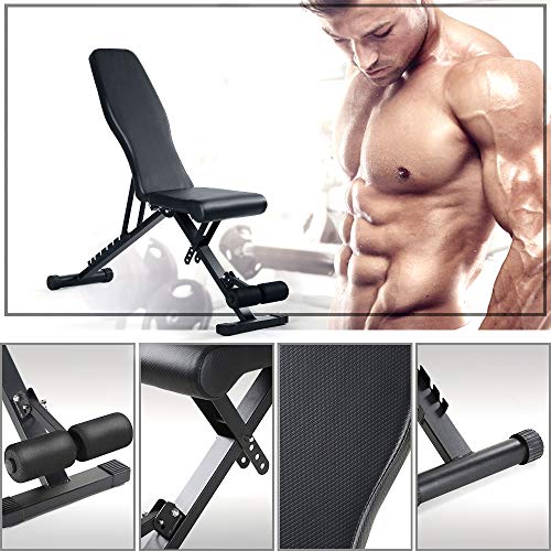 Weight Bench Adjustable ,90 to180 Degree Utility Workout Benchs Incline/Decline,Home Training Sit up Gym Bench black