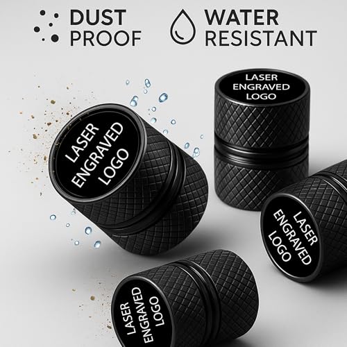 Image of Metal Tyre Valve Caps (Set of 4) | Laser Engraved | Anti-Leak O-Ring | Stylish Air Stem Covers | Universal Fit | Compatible with Hoo-nn-da Shine, Unicorn, SP 125, Hornet, CB350, Activa & More