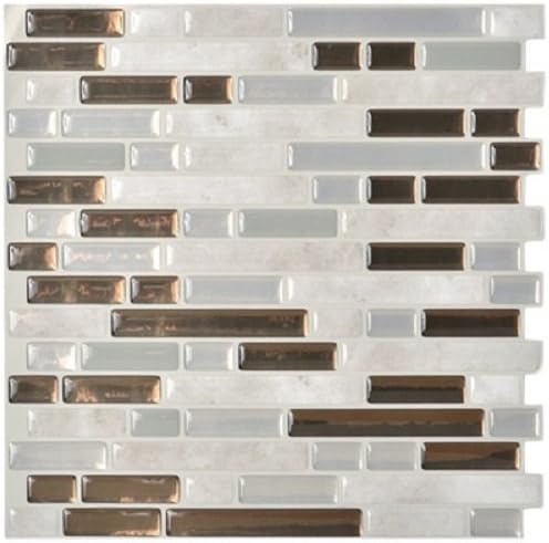Smart Tile SM1065-1 Mosaik Self Adhesive High-Gloss Mosaic, Gray & Brown