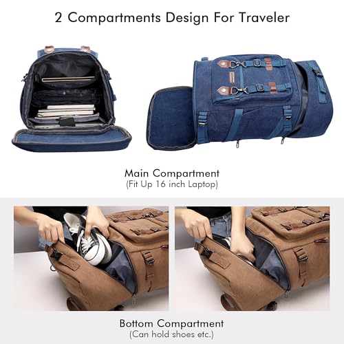 Image of WITZMAN Travel Backpack for Men Canvas Backpack Large Convertible Carry on Luggage Rucksack