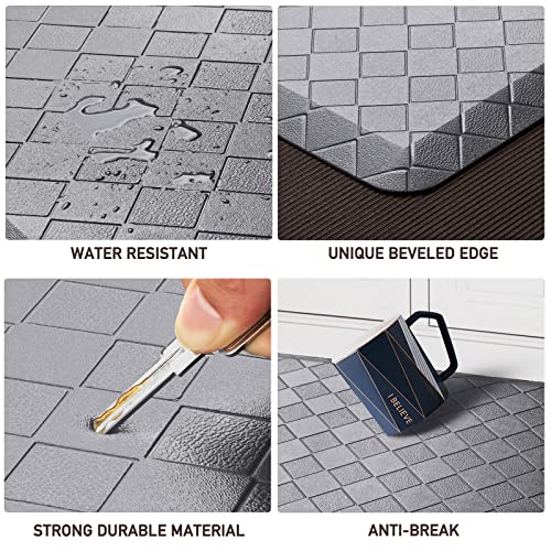 Image of HappyTrends Kitchen Mat Cushioned Anti-Fatigue Kitchen Rug,17.3 inchx 28 inch,Thick Waterproof Non-Slip Kitchen Mats and Rugs Heavy Duty Ergonomic Comfort Rug for Kitchen,Floor,Office,Sink,Laundry,Grey