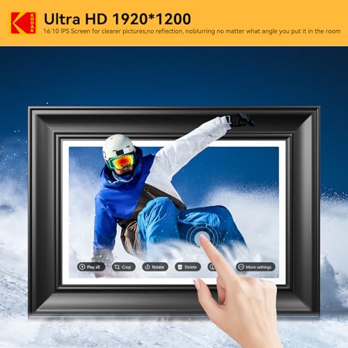 Image of KODAK 10.1 Inch WiFi Digital Picture Frame, 32G 1920x1200 FHD Touch Screen Smart Photo Frame with Premium Wood, WiFi 6, AI Photo Art, Easy Photo Transfer via APP /Email /USB /SD Card