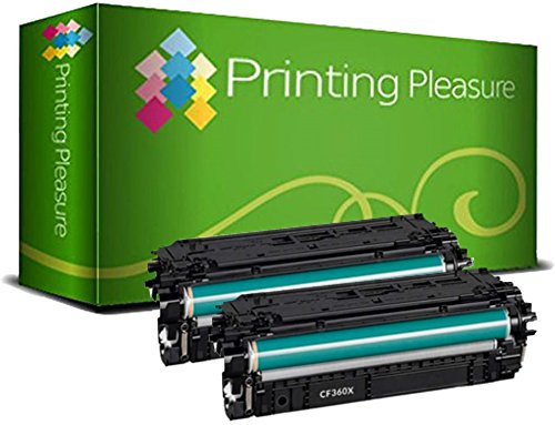 Printing Pleasure 508X 2 BLACK Compatible Laser Toner Cartridges for HP Colour LaserJet Enterprise M552dn M553dn/x/dh MFP M577dn/f Flow MFP M577c/z | CF360X 12500 Pages