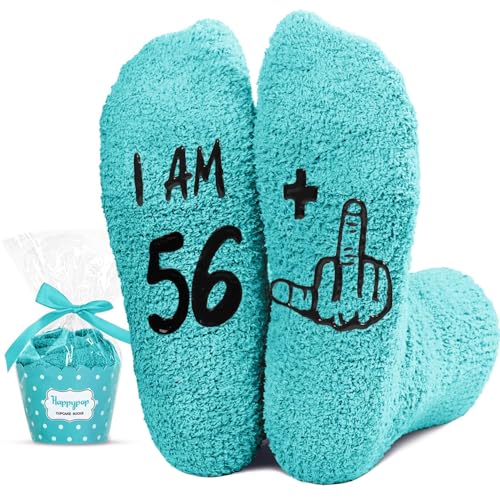 Image of HAPPYPOP Birthday Gifts for Women - Fuzzy Socks for 51 52 53 54 55 56 57 58 59 60 Year Olds