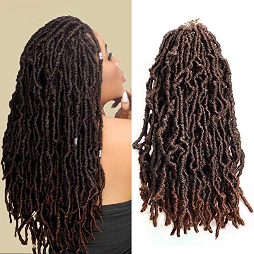 Faux Locs Crochet Hair 14 Inch New Soft Locs Crochet Braids Pre-looped Handmade Dreadlocks Extensions Synthetic Distressed Curly Wavy Goddess Locs Croche Braiding Hair for Women (7 Packs，#1B/30)