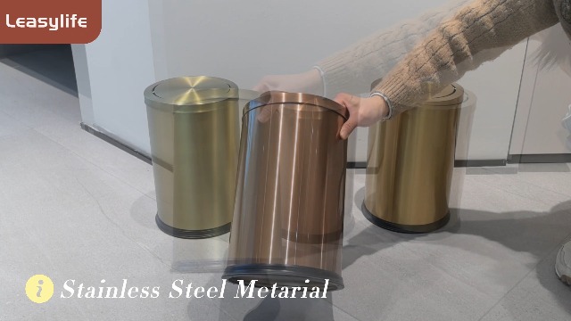 Image of 9L /2.4Gal Antique Bronze Bathroom Trash Can, Small Flip Garbage Can with Lid,Brushed,Single-Layer,Trash Bin for Laundry,Hotel,Office, Laundry Room (Bronze)