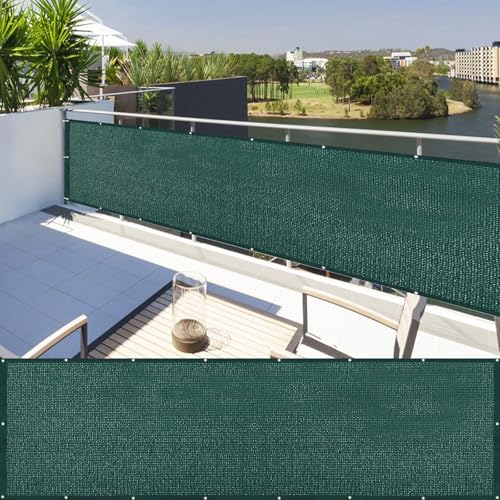 Brise-vue pour balcon opaque 90x340 cm vert foncé résistant aux UV
