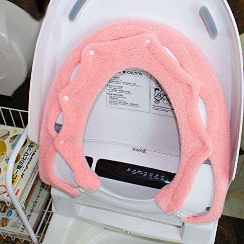 o型便座カバー u型便座専用シートカバー 伸縮性 抗菌防臭和式通用厚手便器カバー 四角形 家庭用 防寒 伸縮性 調整可能トイレ 便器カバー 洗える 便座専用シート 厚手 柔らかくトイレマッ (ライトピンク)