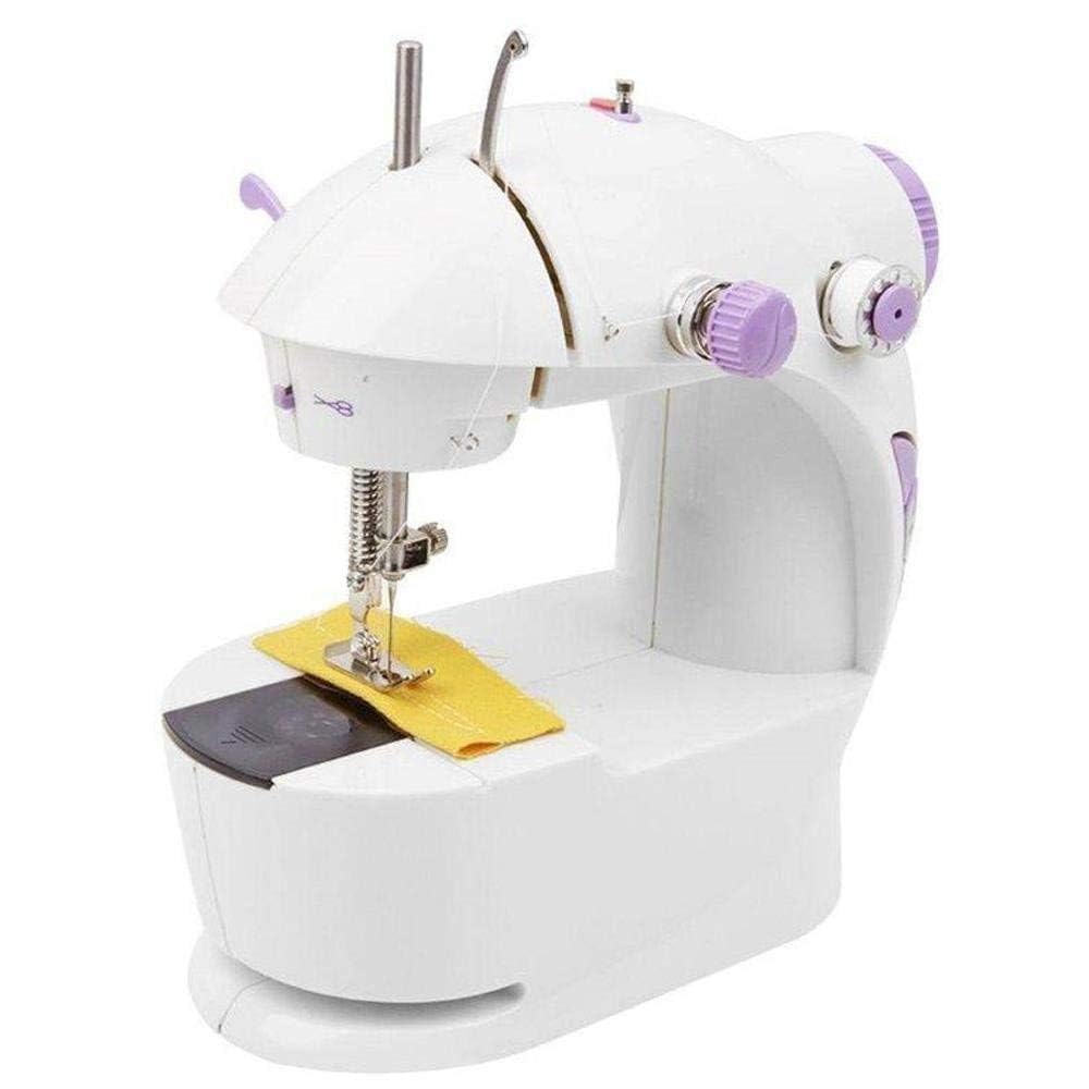 - Mini Electric Sewing Machine with Table Set, Portable Home Stitching Machine with Foot Pedal, Adapter, Light & Sewing Kit (Multicolor)