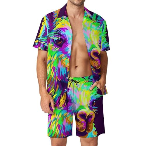 Chemise Hawaïenne Homme Ensemble Short Pantalon Plage Été Vêtement Vacances Alpaga S