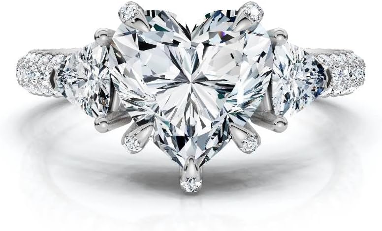 1 CT-5 CT Lab Grown Diamond Ring, Handmade in 10/14/18K Solid Gold, IGI Certified, Trillion Cut Three Stone Hidden Halo Engagement Ring Christmas Gift for Her