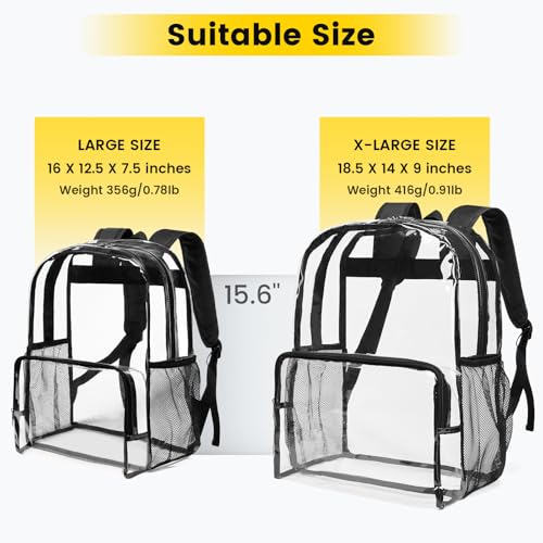 Image of Vorspack Clear Backpack for Girls and Boys, Large Clear Bookbag | Lightweight See Through Backpacks for School, Reinforced Straps, Heavy Duty Transparent Clear Bag for Work Travel Festival