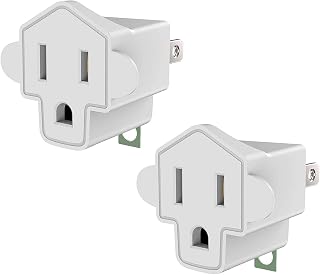 2 Pack 3 Prong to 2 Prong Adapter, ETL Listed Grounded Adapter Plug 3-Prong Adapter Converter, Portable Fireproof 392℉ Resistant Heavy Duty Wall Outlet Plug for Household Industrial Appliances
