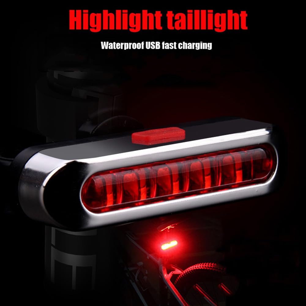 Feu arrière de vélo LED 4 Modes, Rechargeable USB, étanche, avec réflecteurs de sécurité et Accessoires intégrés.
