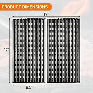 Hisencn Grill Grates for Charbroil Performance Tru-Infrared 2 Burner Gas Grill 463633316, 463672016 463672216, 463672416, 17 Inch Stamped Porcelain Steel Replacement Emitter Plates