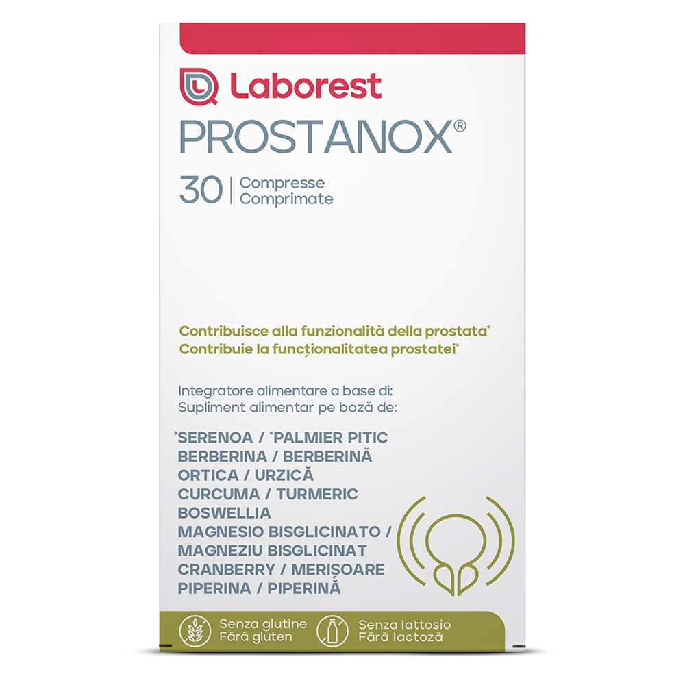 Laborest | Prostanox | 30 Compresse | Estratti Secchi di Serenoa, Magnesio Bisglicinato, Senza Glutine e Lattosio | Benessere Quotidiano Maschile | Integratori