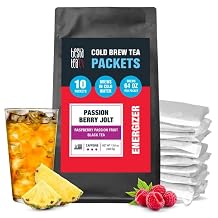 Tiesta Tea - Passion Berry Jolt Cold Brew, Loose Leaf, Raspberry Passion Fruit Black Tea, High Caffeinated, Cold Brew Packets, Makes 64 oz Pitcher Per Bag Pack of 10