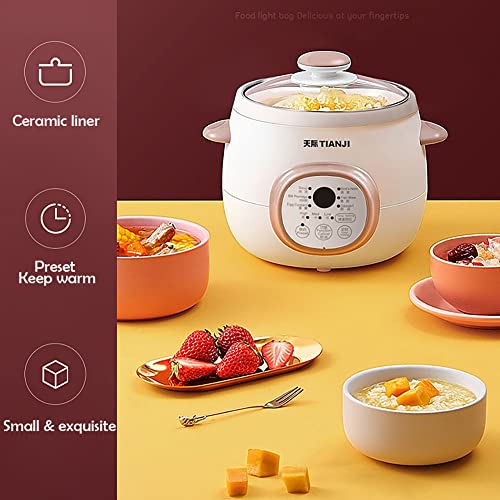 Tianji Electric Stew Pot, Ceramic Soup Porridge Cooker, Slow Cookers with Lid, 1L, White - Image 3