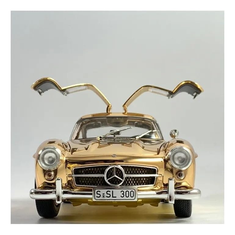 Image of 1:24 Mercedes-Benz 300SL 1936 Vintage Classic Golden Car Alloy Car Model Sound and Light Pull Back Toy Car