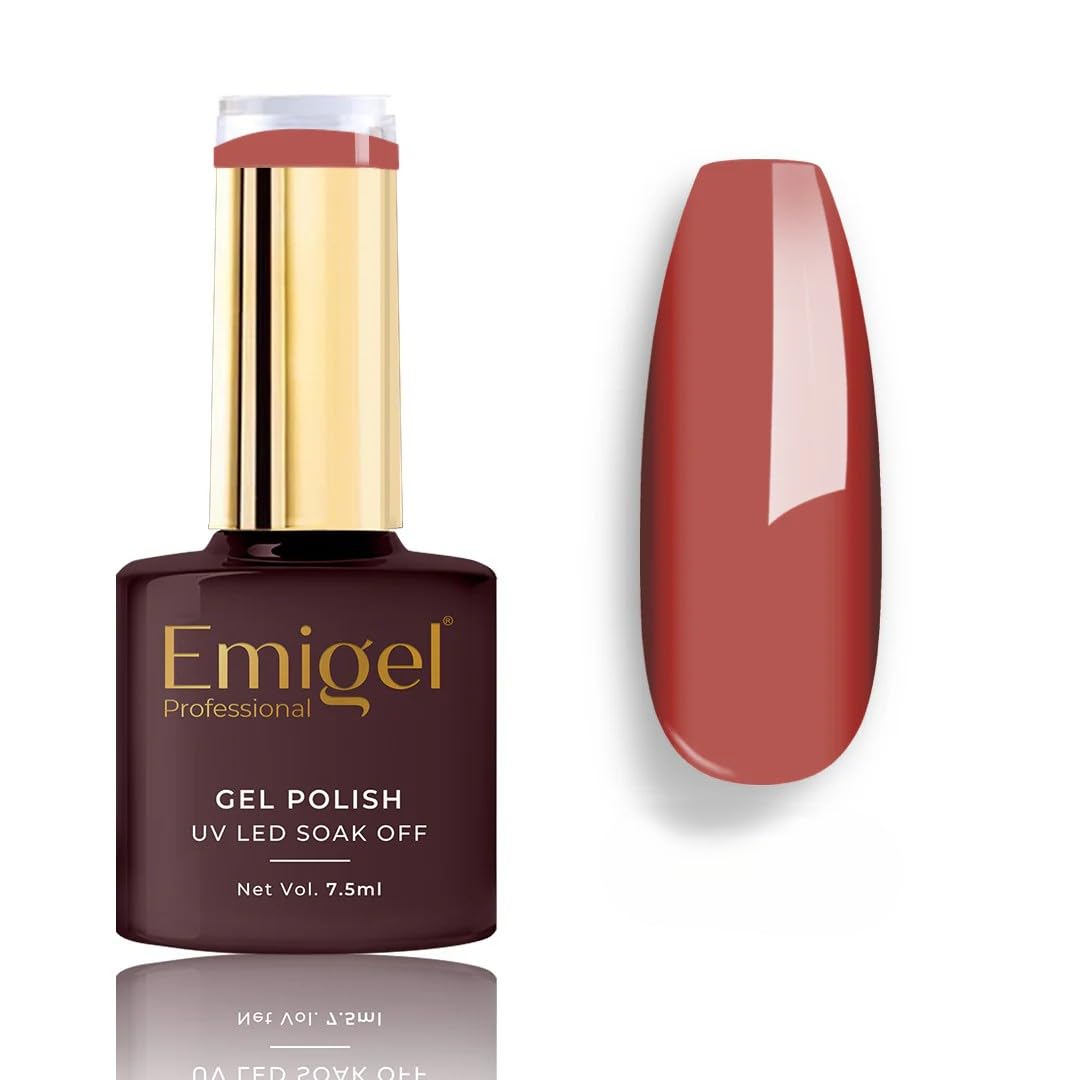 emigel professional uv gel polish chocolate brown - 104 | cured with uv led lamp | super glossy finish | quick uv drying gel polish (7.5ml)