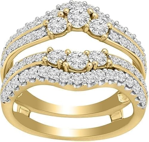 PURVIKA JEWELS 2 Carat Lab Created Diamond Ring Enhancer Guard, 14K Yellow Gold Finish, Sterling Silver (YELLOW, 8.75)