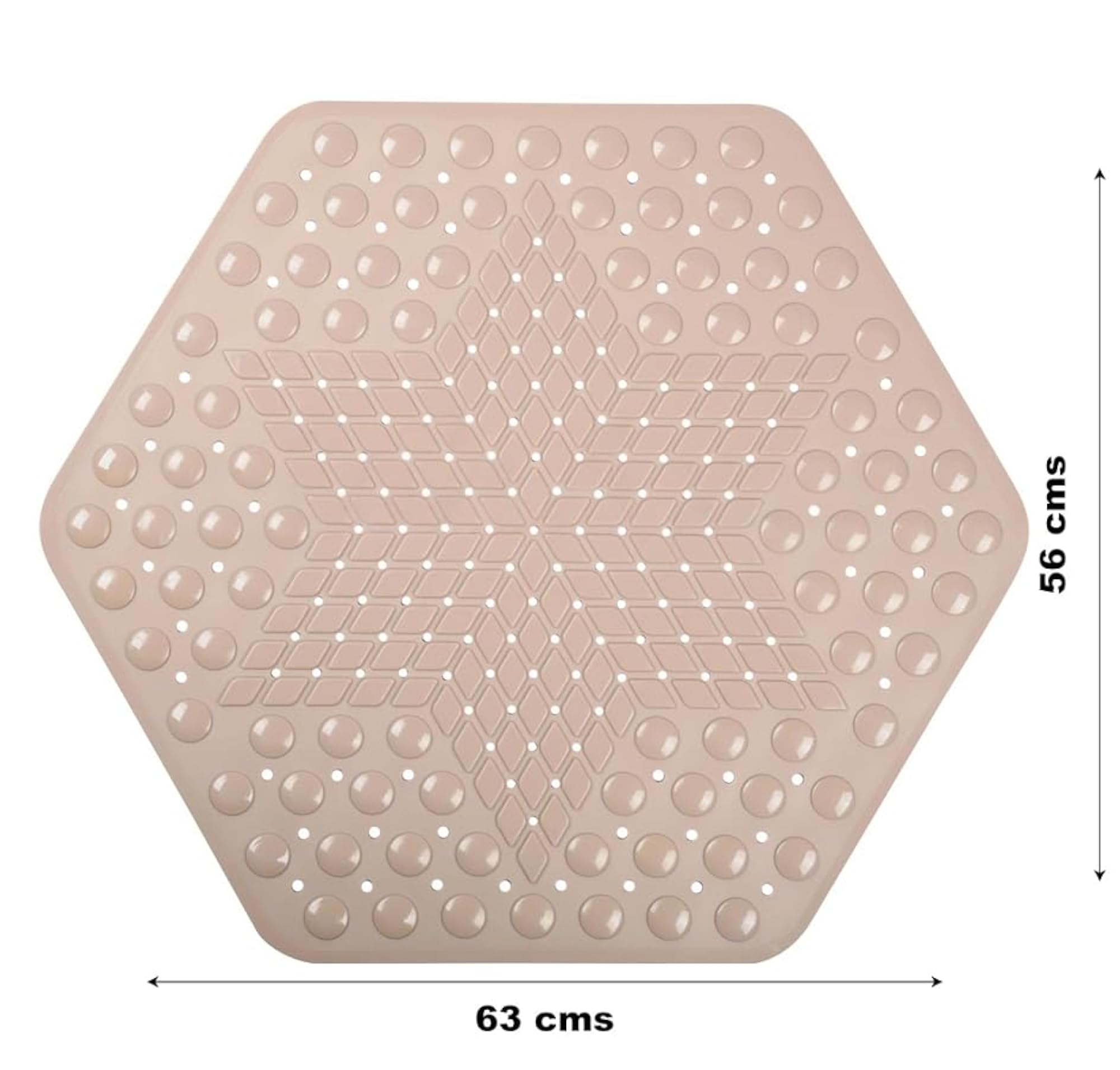 Hexagonal Anti-Slip Bath Mat with Suction Cups
