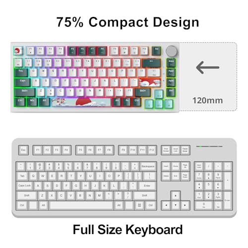 Image of Fogruaden Wired 75% Percent Hot Swappable Mechanical Keyboard, Red Switch, TKL Mechanical Keyboard, Gasket Mount, RGB Backlit Compact Gaming Keyboard with Volume Knob(Forest)