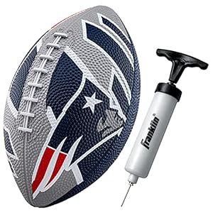 Franklin Sports NFL New England Patriots Football – Youth Football – Mini 8.5″ Rubber Football – Perfect for Kids – Team Logos and Colors!