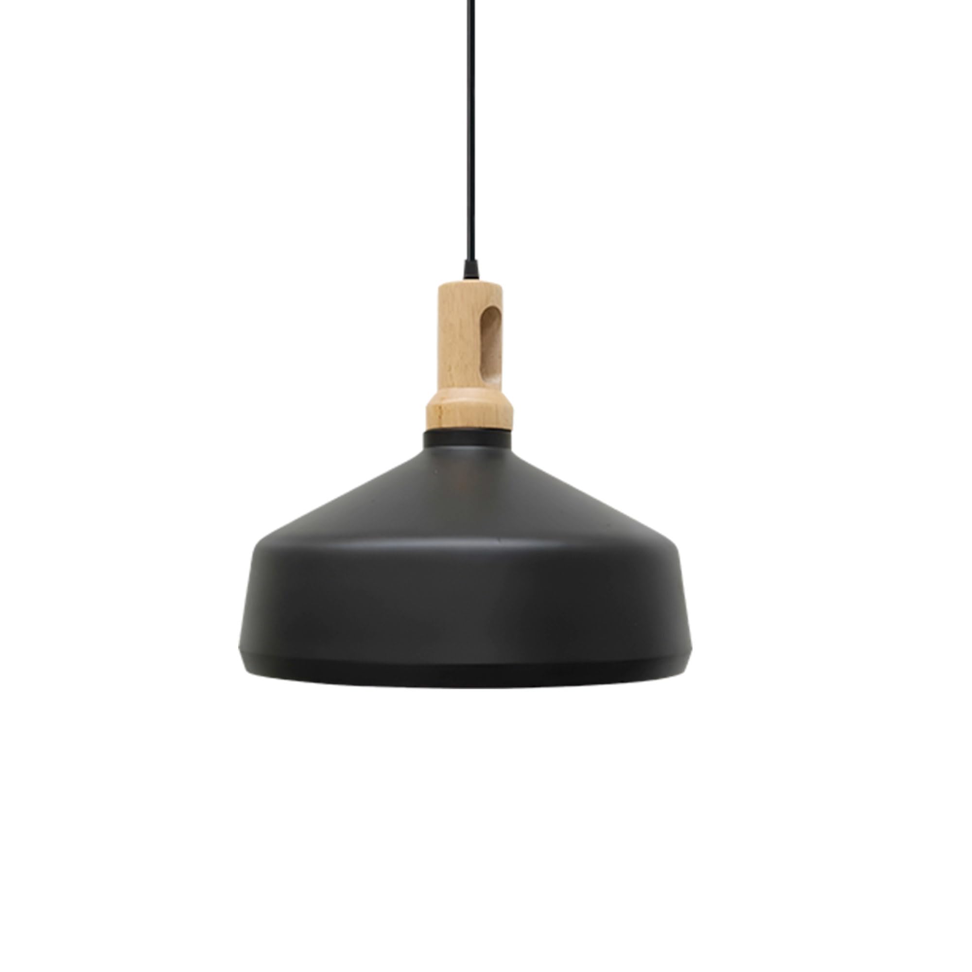MOSSODOR Kitchen Lights Ceiling Black Lampshade - Lamp Shades Ceiling Simple Square Dome Metal Hanging Light Wooden Fixture Pendant Black Ceiling Light E27 Base