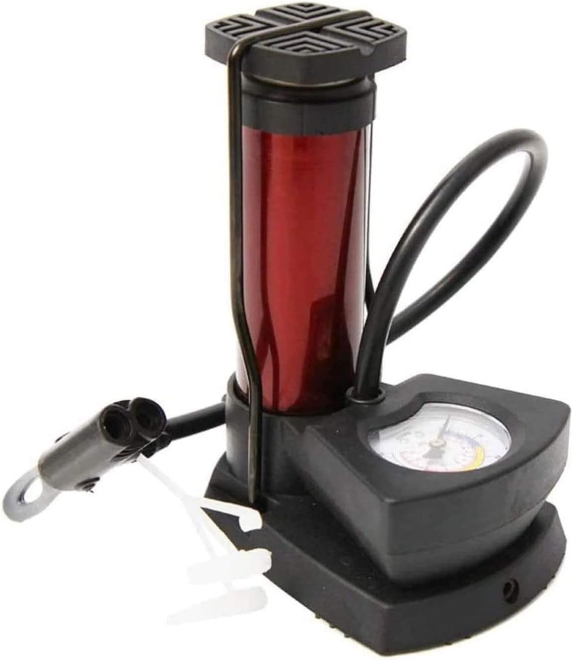 Mini Foot Bike Pump with Pressure Gauge, Portable Air Pump for Football Motorcycle Basketball Road Bike Mountain Bike Balls Balloons,Bike Floor Pump with Gauge (Color : Red)