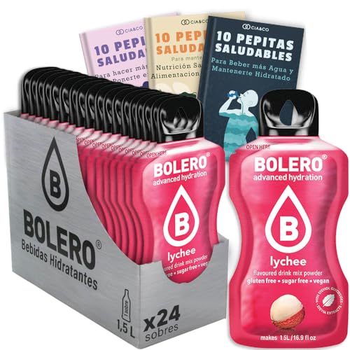 24 x Bebida Bolero LITCHI Hidratante Sin Azucar (24x9 grs) + 30 Pepitas Saludables para una vida más sana by Cia&Co