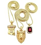 Fashion 21 Micro Lion, Red Stone, Jesus Pendant 24