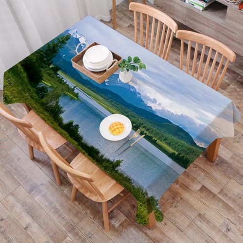 DALEXHM Nappe Rectangulaire 137x183 cm Nappe Exterieur Imperméable Anti-tâche Protection de Table pour Salle à Mangerr,Nature, Montagne Belukha sur Un lac...