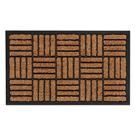 Relaxdays Felpudo Goma Coco Diseño Geométrico Antideslizante Cover