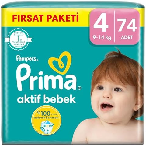 Prima Bebek Bezi Aktif Bebek 4 Beden 74 Adet Mega Fırsat Paketi — Amazon ürün görseli