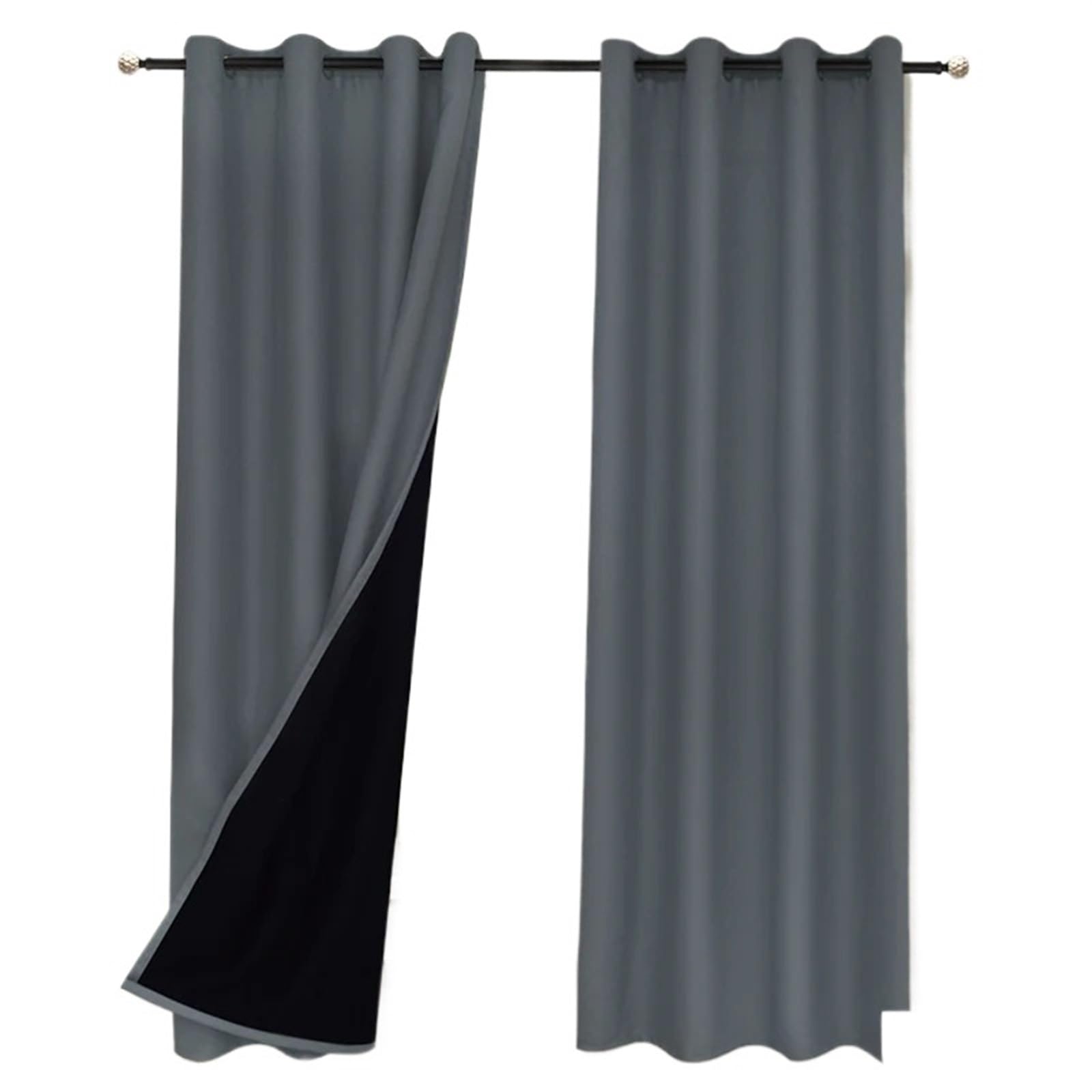 EnxJire Blackout Curtains Blackout Curtains Thermal Insulated for Bedroom with Black Liner Full Room Darkening Noise Reducing Grommet Curtain(Gray-2Panels,132x213cm(52x84inch))
