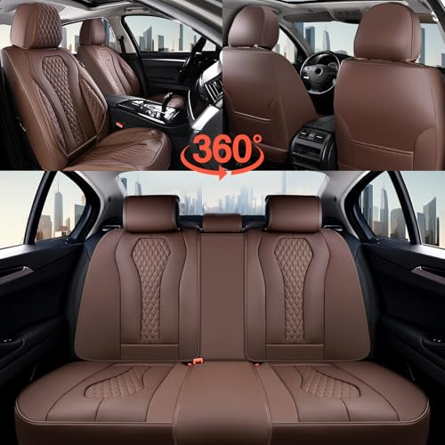 Image of Coverado Seat Covers, Car Seat Covers Full Set, Coffee Car Seat Cover, Car Seat Cushion Waterproof, Luxury Auto Seat Covers, Seat Cover Car Seat Protector Fit for Most Cars