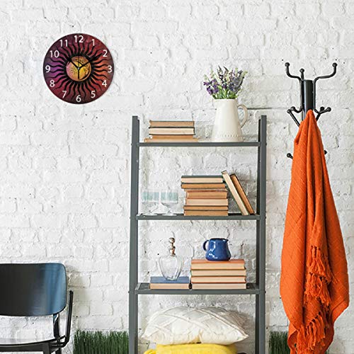 Sun Or Moon Bohemian Design Round Wall Clock, Silent Non Ticking Oil Painting Decorative For Home Office School Clock Art #TOP3