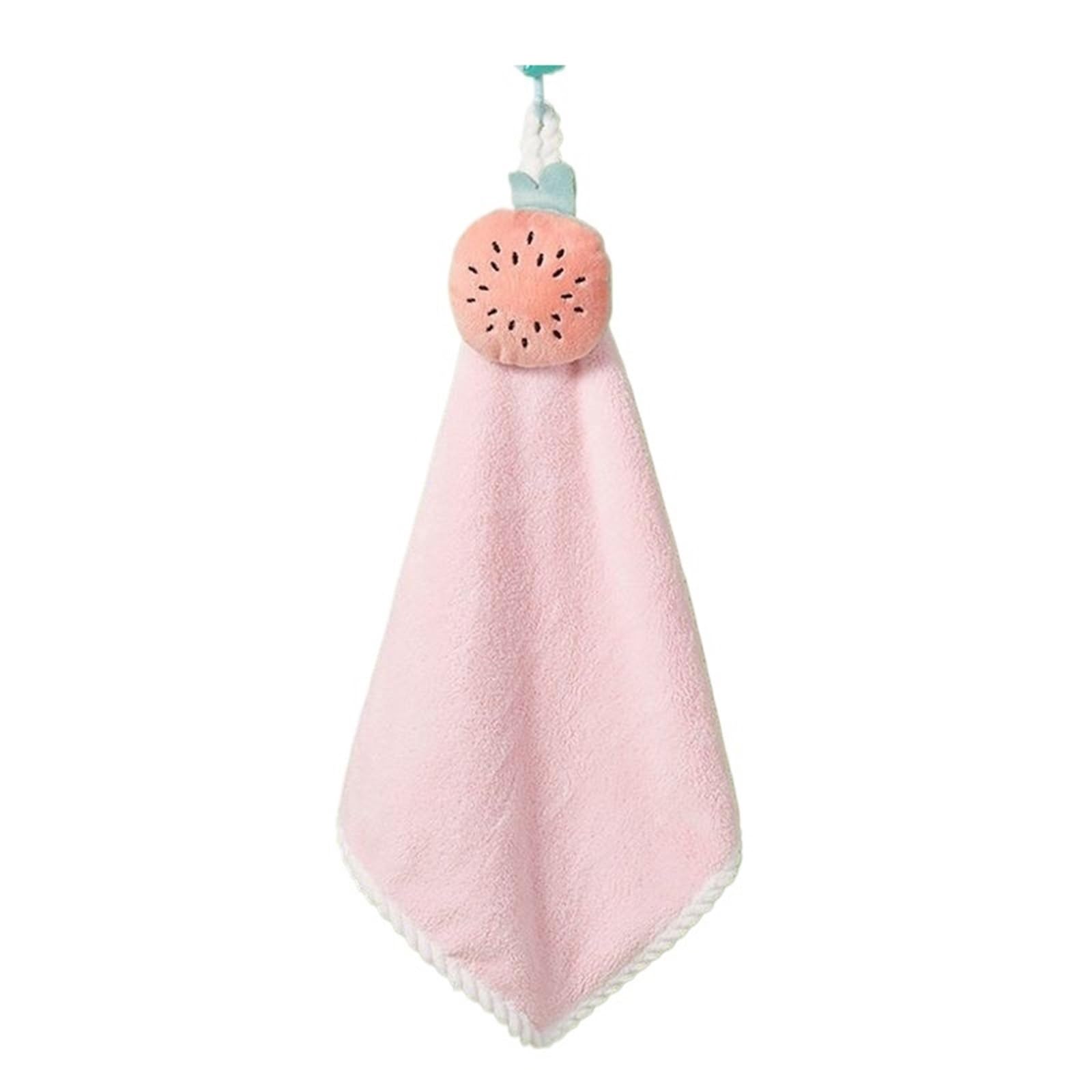 WSQHAO 4Pcs Hand Towel Handkerchief Absorbent Kitchen With Hanging Loop for Hand(Pink)