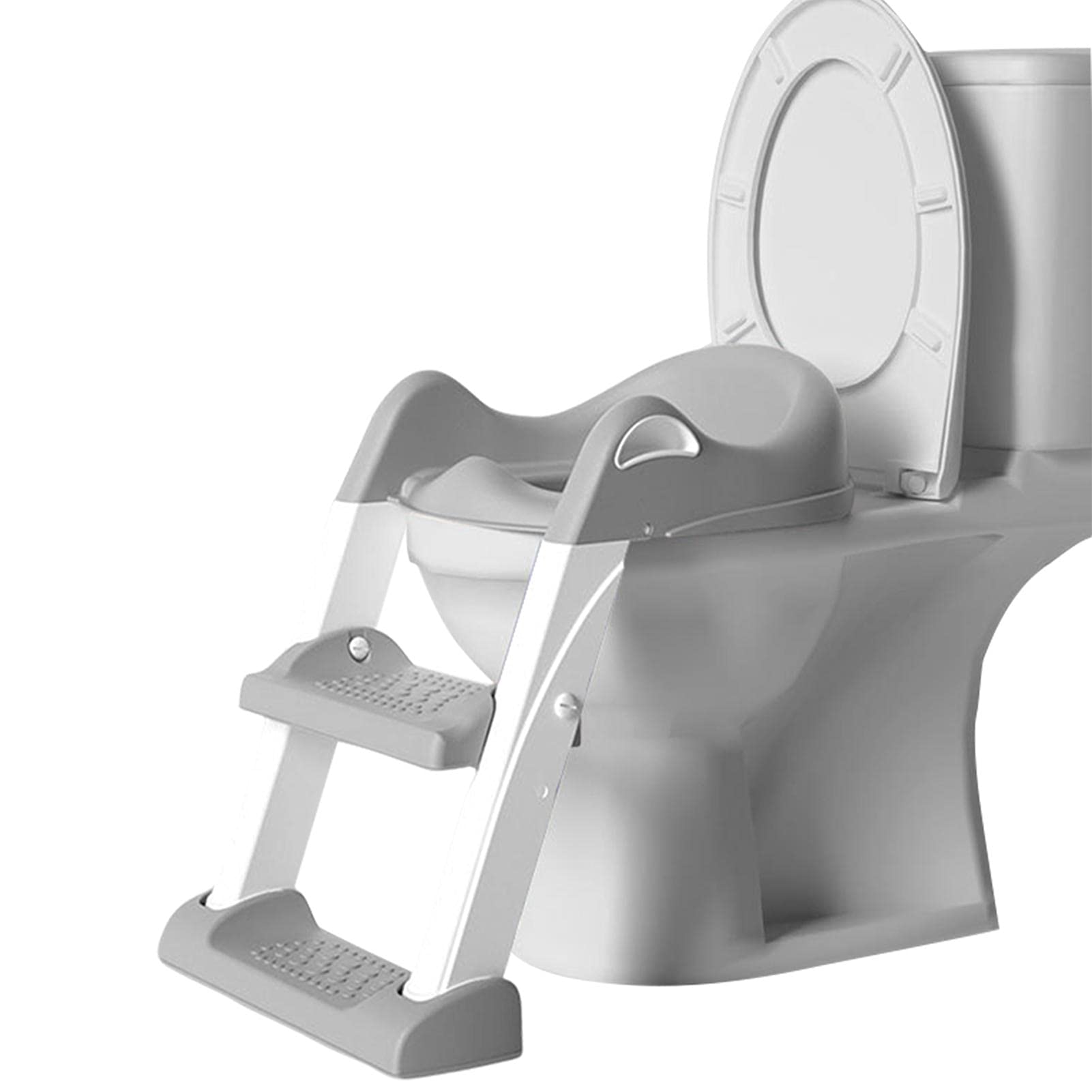 Réducteurs De Toilettes, Toilettes pour Enfants D'escalier, Siège Toilette Enfant avec Escalier, Pliable, Échelle Marches, Gris