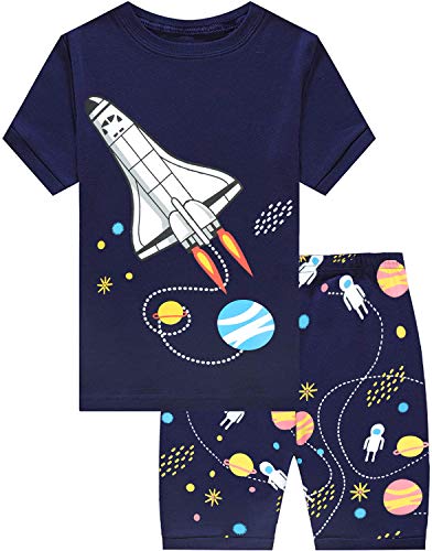 Toddler Boys Summer Pajama Rocket Sleepwear Short Sleeves Kids Pjs Set 5T