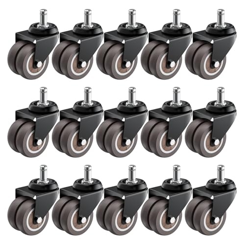 Image of 2 Inch Low Profile Office Chair Casters 650 lbs, Set of 15 (Grey)