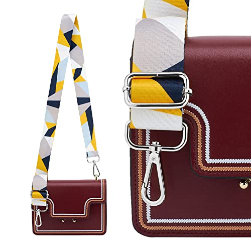 Image of Silvery Buckles Wide Shoulder Strap Adjustable Replacement Belt Crossbody Canvas Bag Handbag