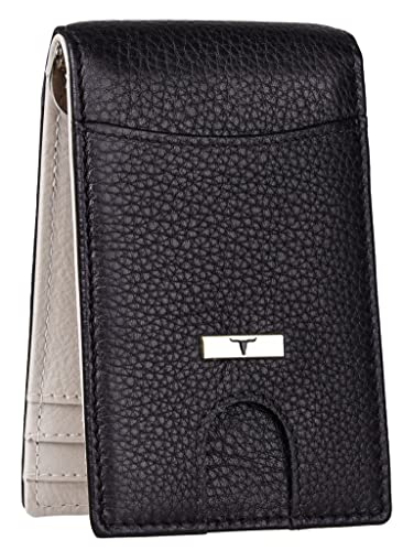 URBAN FOREST Eddy Black/Sand Money Clip Leather Wallet for Men