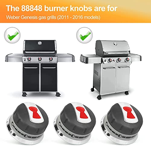 Tergtiry 3 Pieces New Upgraded 88848 Gas Grill Burner Knobs Compatible With Weber Genesis Grill Parts (2011-2016) Series Better Than Oem Quality #TOP3