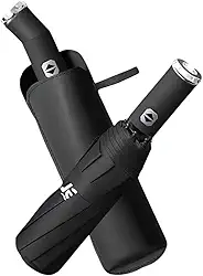 Guarda Chuva Automático Reforçado Contra Vento Com Led Para Iluminação,10 Varetas Proteção UV UPF 50+ 99%,Resistente ao Vento, Portátil de Viagem, Automático